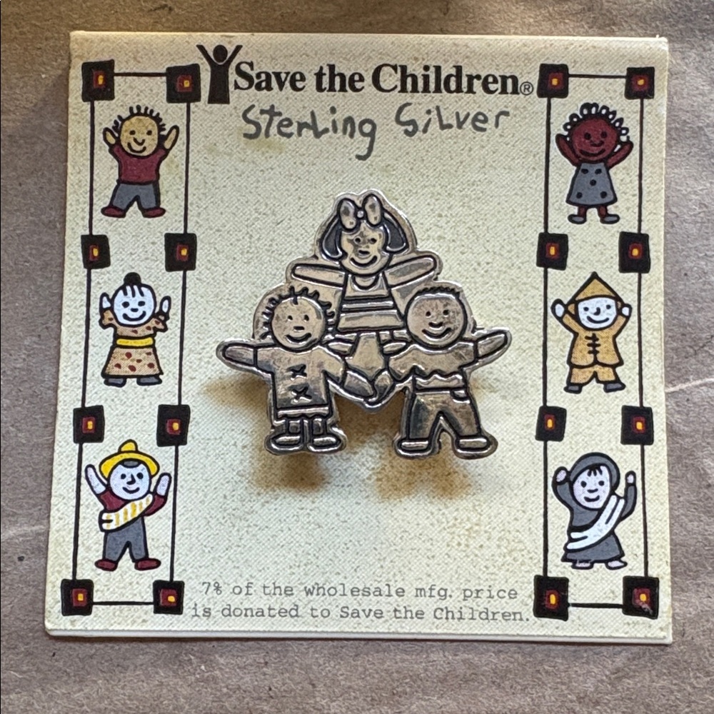 NWT: SAVE THE CHILDREN Sterling Silver Pin, About 1”